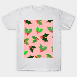 Christmas Holly Pattern T-Shirt